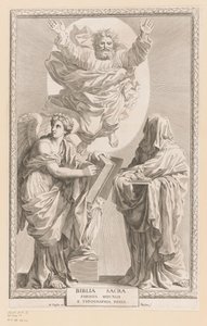 God with Personification of History and Prophecy by Claude Mellan