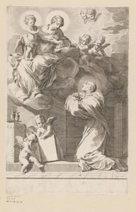 Saint Bernard Kneeling Before an Apparition of Mary with Child (title page for: Saint Bernardus, Divi Bernardi Abbatis, 1640) by Claude Mellan