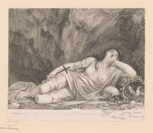 St. Mary Magdalene Lying in a Cave by Claude Mellan