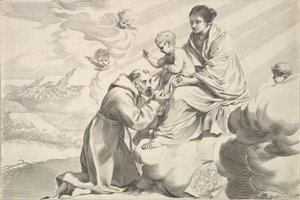 St Francis of Assisi Adoring the Christ Child on the Virgin