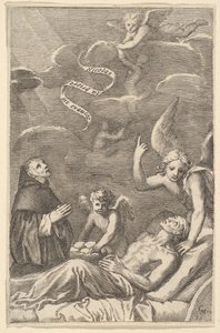 St. Nicolas Praying for a Dying Man by Claude Mellan