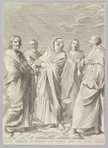 Sts. Anne, Joseph, Joachim, Bernard and John the Evangelist Parenté de la Vierge by Claude Mellan