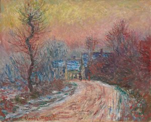 Entry to Giverny in Winter, Sunset by Claude Monet