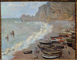 Etretat: the beach and the Amont gate by Claude Monet, 1883