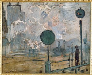Exterior of Gare Saint-Lazare, Signal by Claude Monet