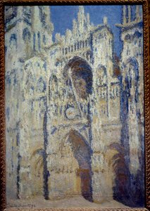 The west portal of Rouen Cathedral and Saint-Romain Tower. Full Sunlight. Harmony blue and gold by Claude Monet