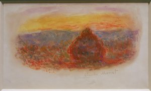 Haystack, Sunset by Claude Monet