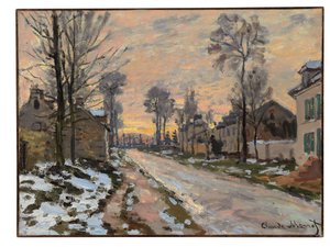 Route to Louveciennes, melting snow, setting sun, c.1869-70 by Claude Monet