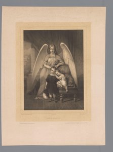 Guardian Angel Standing Behind Two Young Children
