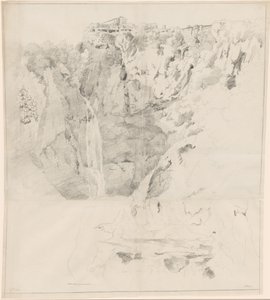 Cliffs with a Waterfall at Tivoli by Claude Thienon