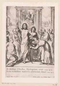 Healing of the Lame Man and the Bent Woman on Sabbath from Miracles of Our Lord Jesus Christ (series title) by Claude Vignon