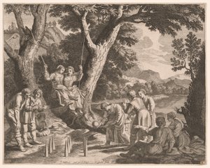 A Game of Boule, Plate 9 from Pastorales by Claudine Bouzonnet Stella
