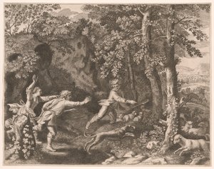 The Wolf Hunt, Plate 5 from Pastorales by Claudine Bouzonnet Stella