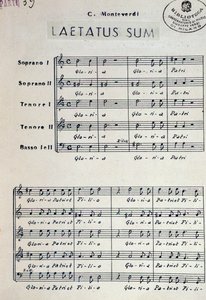Musical Score of Dixit Dominus by Monteverdi by Claudio Monteverdi