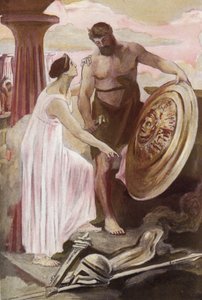 The Shield of Achilles Created by Vulcan. Illustration by Clement Gontier for Homer