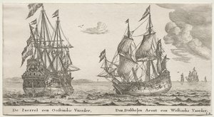 Various Ships and Views of Amsterdam, Part II: The Pearl and East Indiaman, The Double Eagle, a West Indiaman
