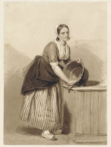 Young Woman Cleaning a Copper Basin