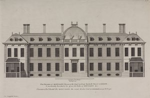 Elevation of Montague House to the court of Great Russell Street, Holborn, c.1725 (engraving) by Colen Campbell