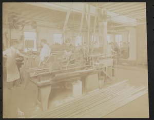 Dressler & Co. motion picture laboratory with men working by Company Byron