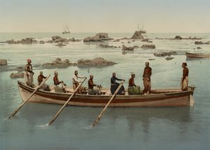 Boatmen, Jaffa, Israel, c.1890-1906 by Company Photoglob