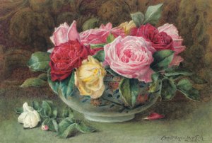 Still Life with a Bowl of Pink, Yellow and Red Roses, 1883