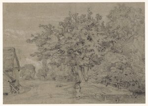 Old Tree by a Farmhouse by Constant Troyon