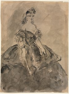 At the Ball (recto), The Woman with the Fan (verso), After Goya by Constantin Guys