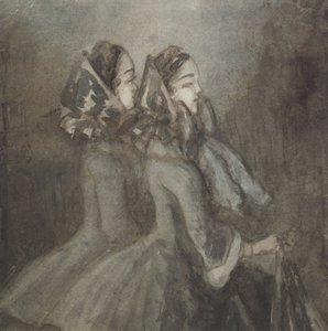 Two Women in Profile to the Right by Constantin Guys