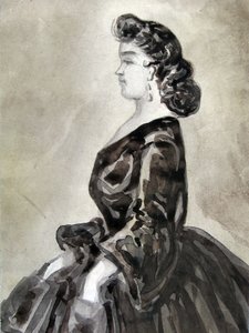 Study of a Woman Half-Length, Hands in Pockets, Profile to the Left by Constantin Guys