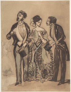 Two Gentlemen and a Lady by Constantin Guys