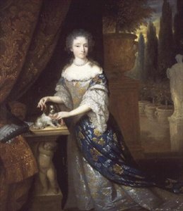 A Portrait of a Lady with a Lapdog Seated on a Plinth, c.1690 by Constantin Netscher