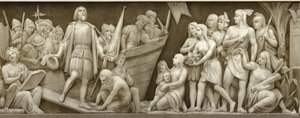 Landing of Christopher Columbus, The Frieze in the Rotunda of the United States Capitol, 1860-1873 by Constantino Brumidi