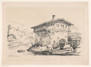 House and Watermill in Mountain Village by Constantinus Cornelis Huysmans