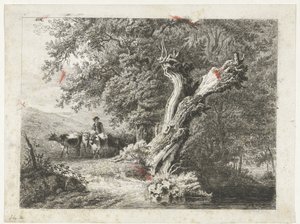 Landscape with Bare Tree and Shepherd by Constantinus Cornelis Huysmans