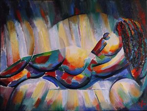 Colorful Cubist Reclining Figure