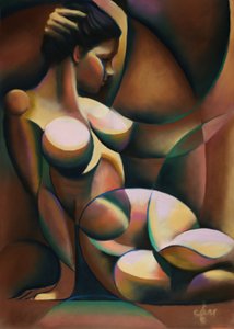 Contemplative Abstract Woman by Corné Akkers