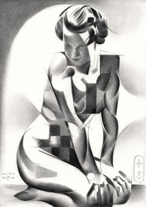 Contemplative Art Deco Figure by Corné Akkers