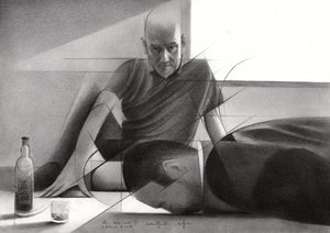 Contemplative Man Drawing by Corné Akkers