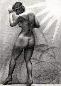 Contemplative Nude Figure by Corné Akkers