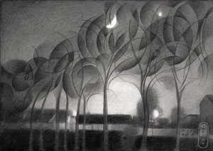 Crescent Moon Night by Corné Akkers