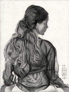 Pensive Woman Drawing by Corné Akkers