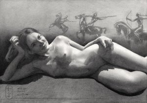Reclining Nude With Riders