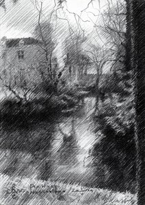 Serene Canal House Sketch