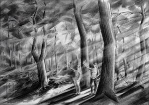 Sunlit Forest Figures by Corné Akkers