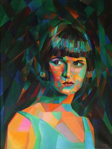 Vibrant Geometric Woman by Corné Akkers