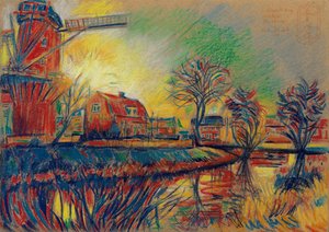 Vibrant Windmill Village Scene
