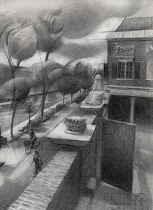 Vintage City Street View by Corné Akkers