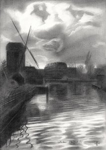 Windmill on Stormy Canal by Corné Akkers