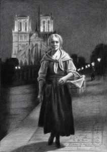 Woman Notre Dame Night by Corné Akkers
