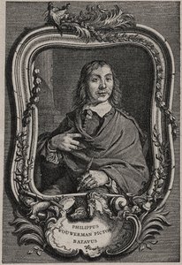 Portrait of Philips Wouwerman or Philippus Wouwermans 1619-1668 Dutch painter - engraving by Nicolas-Gabriel Dupuis after Cornelis Visscher